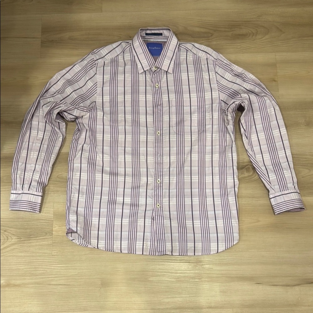 Tommy Bahama Men's Large purple Striped long sleeve button up Shirt